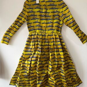MARY KATRANTZOU Yellow and Blue Patterned Leopard Dress - NEW